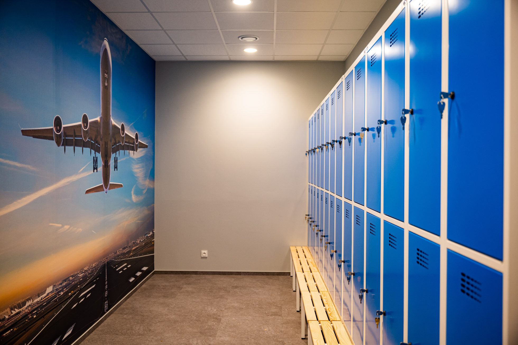 Lockers in the locker room for training groups in PAA building